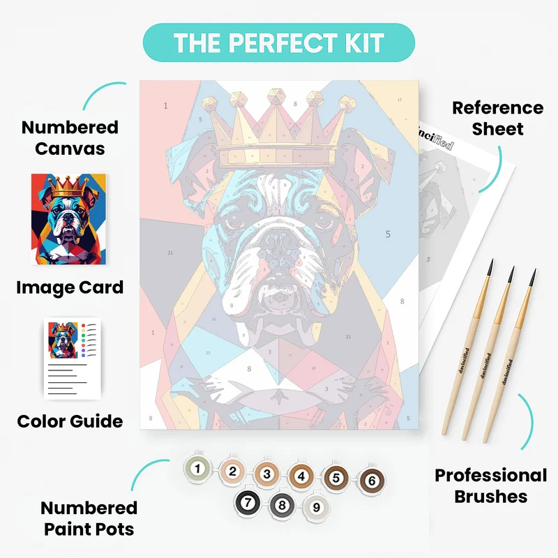Royal Bulldog with Crown - Paint by Numbers Kit