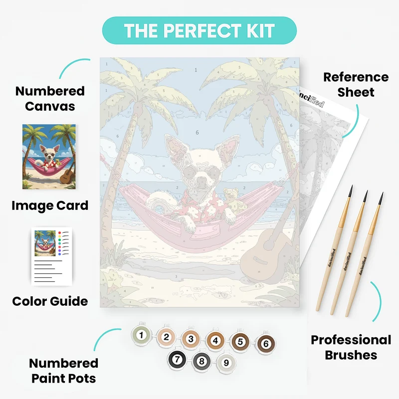 Chihuahua Beach Vacation - Paint by Numbers Kit