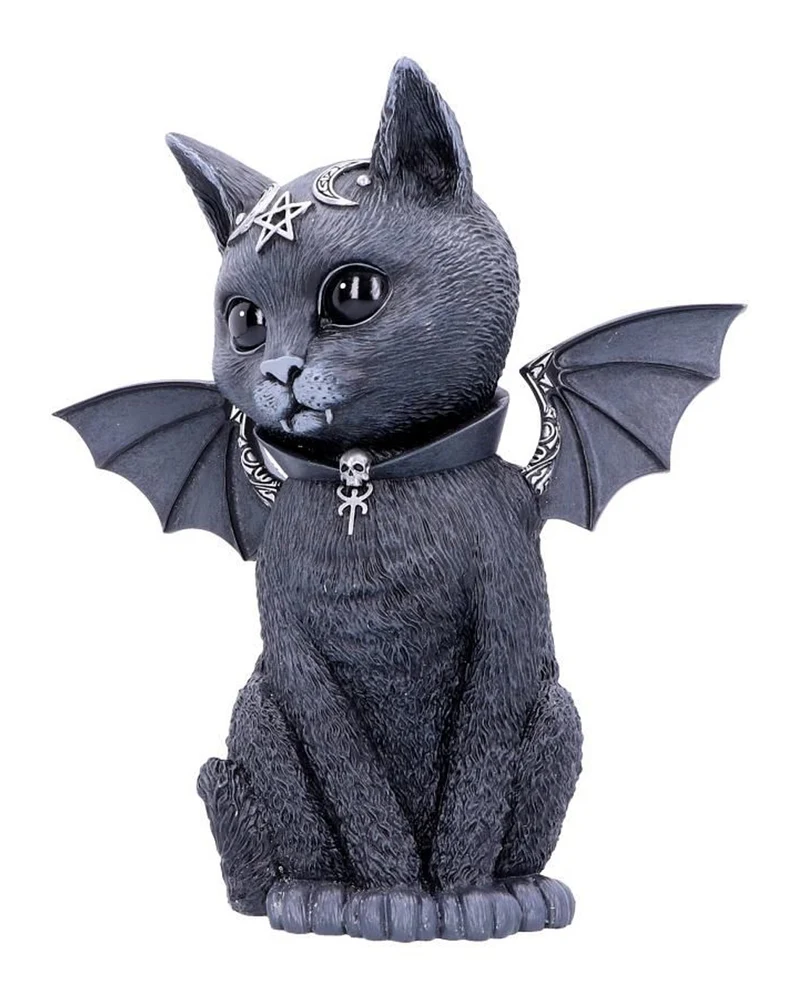 Okkulte Katzenfigur mit Fledermaus Flügel 24cm