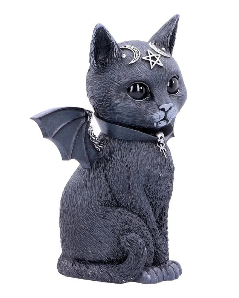 Okkulte Katzenfigur mit Fledermaus Flügel 24cm