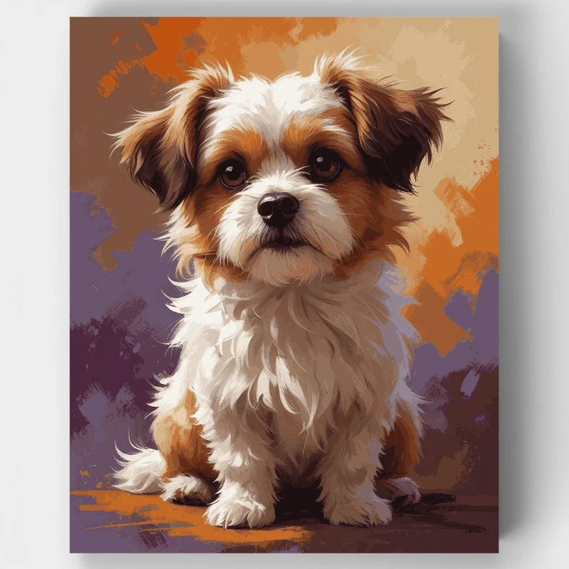 Adorable Fluffy Puppy Portrait - Paint by Numbers Kit