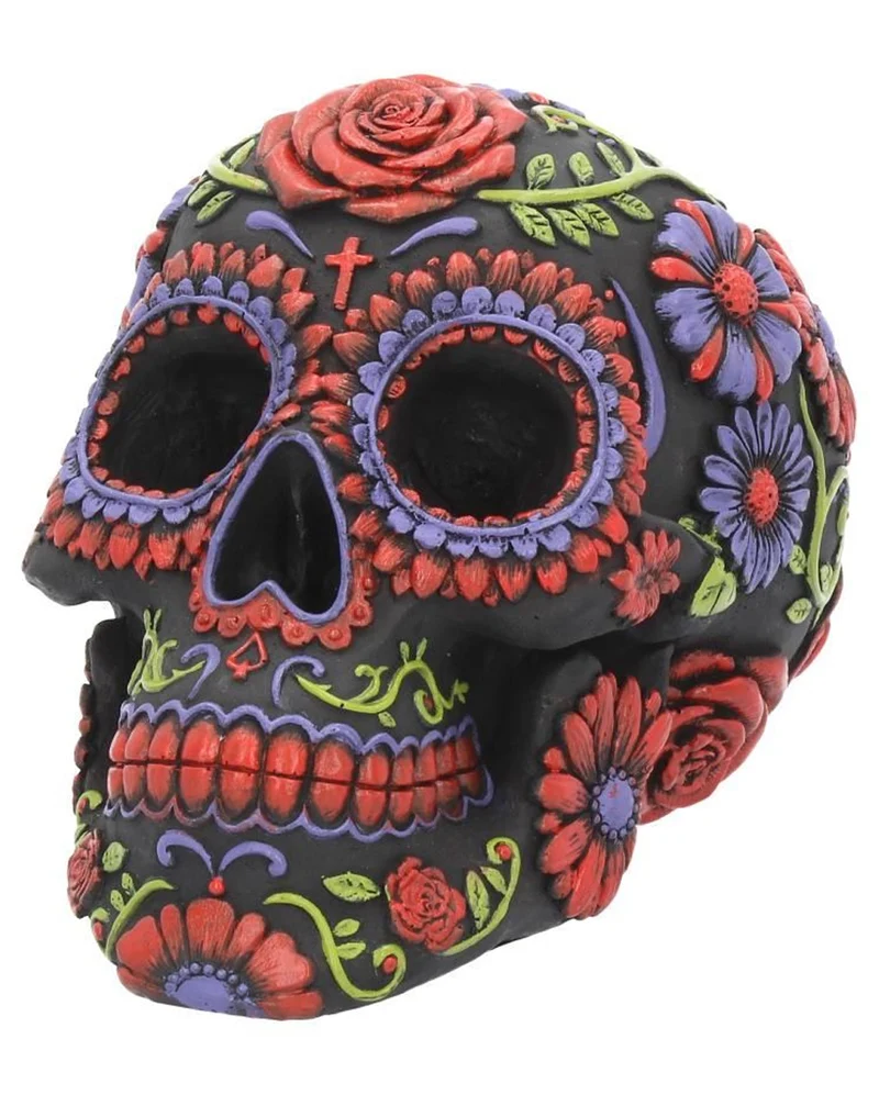 Sugar Skull mit Blüten Ornament