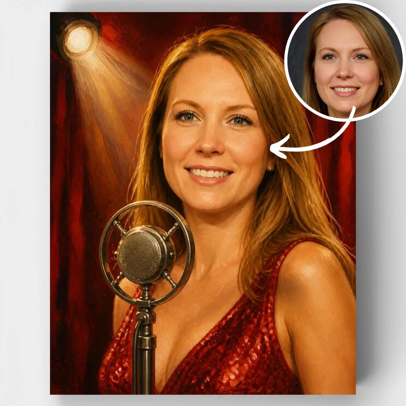 Vintage Jazz Singer on Stage - Custom Paint by Numbers Kit