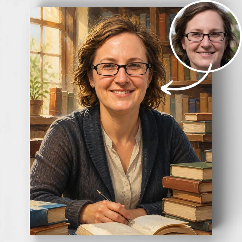 Librarian in Sunlit Study - Custom Paint by Numbers Kit