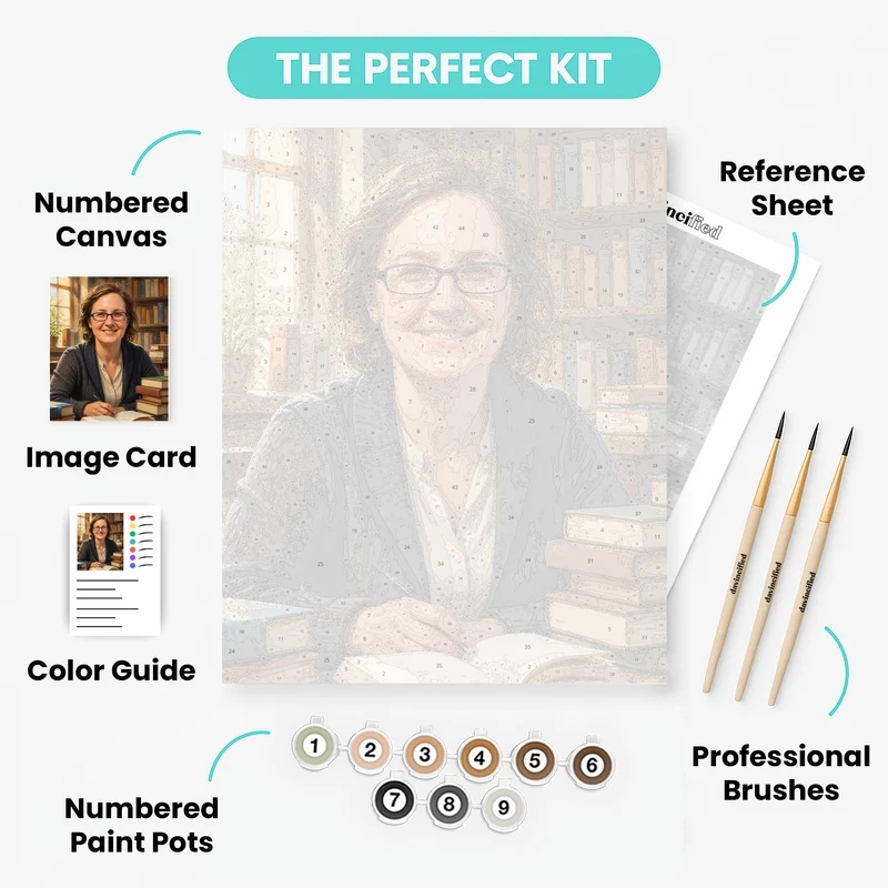 Librarian in Sunlit Study - Custom Paint by Numbers Kit