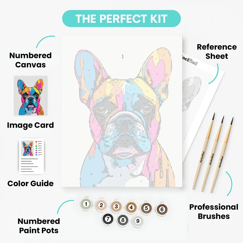 Neon Graffiti French Bulldog - Paint by Numbers Kit