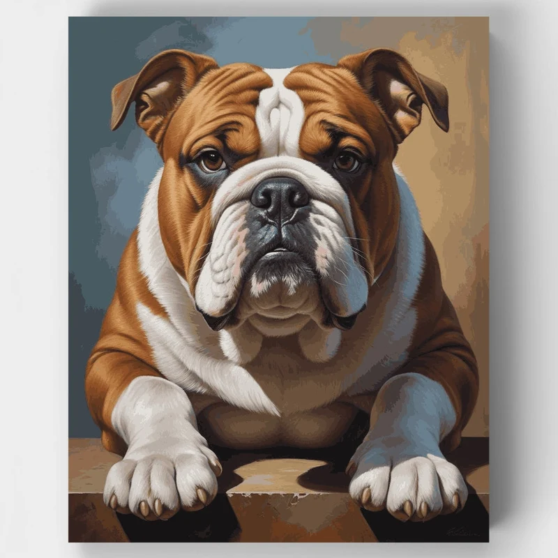 Majestic English Bulldog Portrait - Paint by Numbers Kit