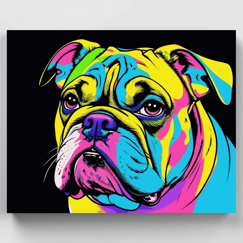 Vibrant Pop Art Bulldog - Paint by Numbers Kit
