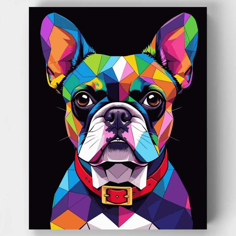 Geometric Pop Art French Bulldog - Paint by Numbers Kit
