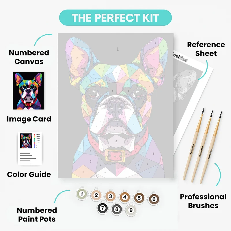 Geometric Pop Art French Bulldog - Paint by Numbers Kit