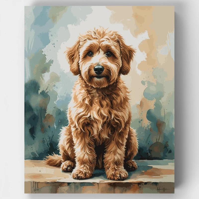 Goldendoodle Puppy Portrait - Paint by Numbers Kit