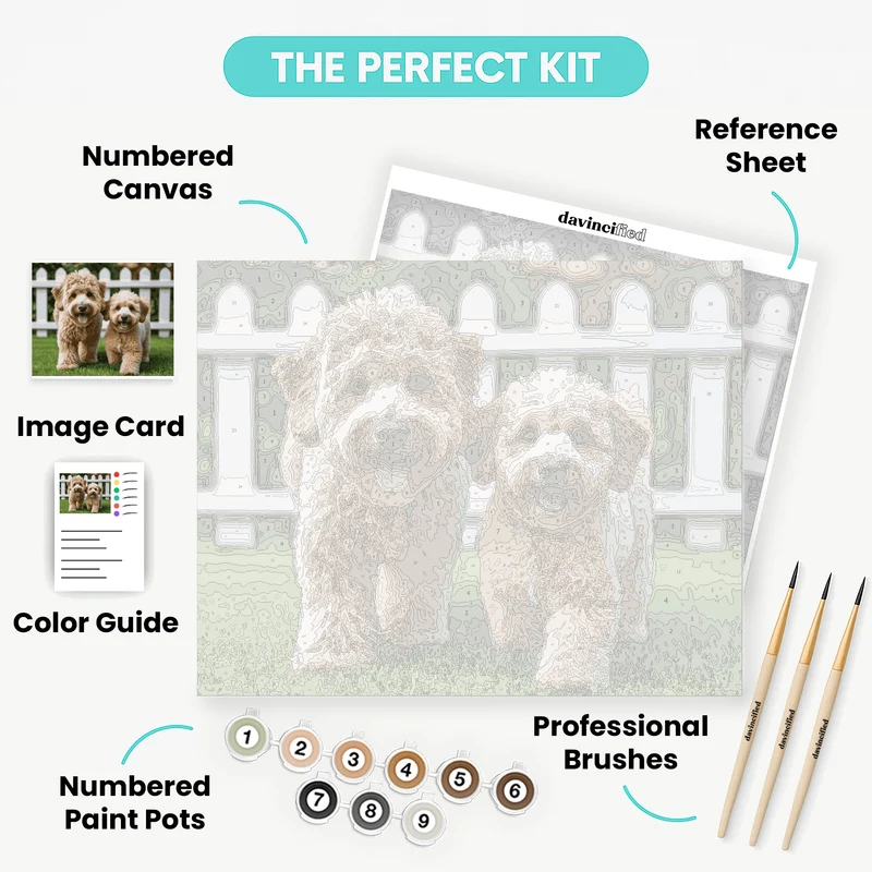 Two Adorable Goldendoodles - Paint by Numbers Kit