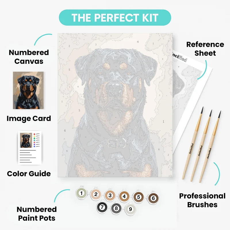 Noble Rottweiler with Collar - Paint by Numbers Kit