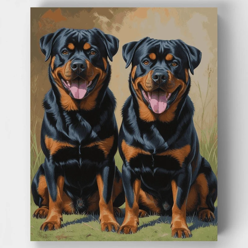 Two Rottweilers - Paint by Numbers Kit