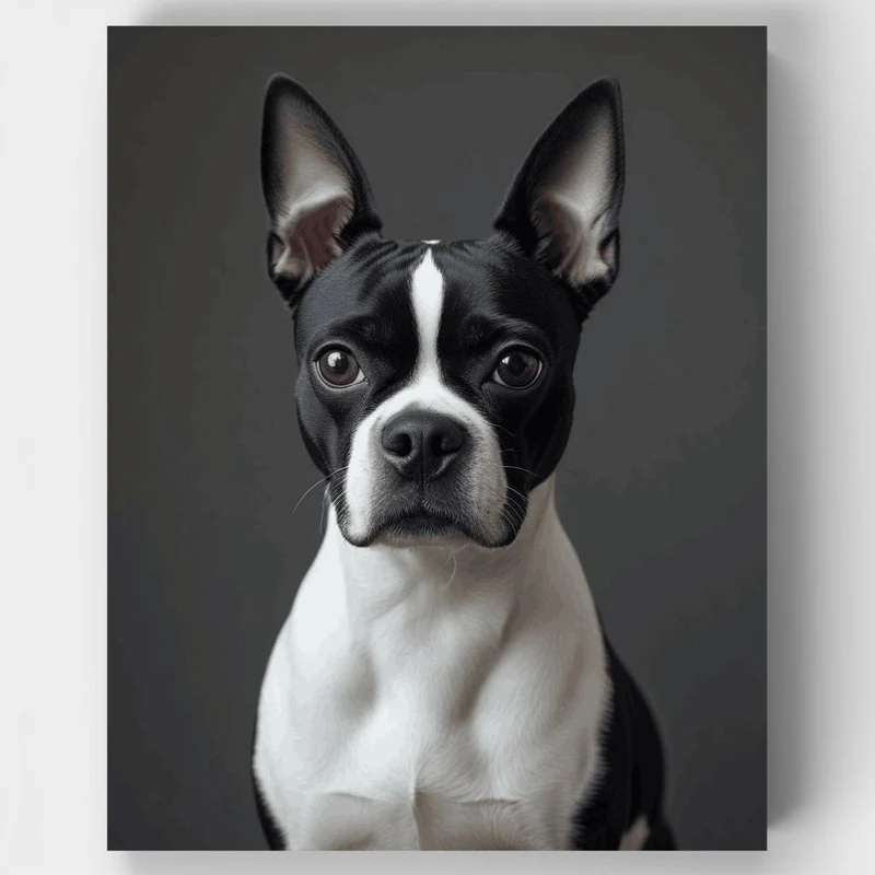 Distinguished Boston Terrier Studio Portrait - Paint by Numbers Kit