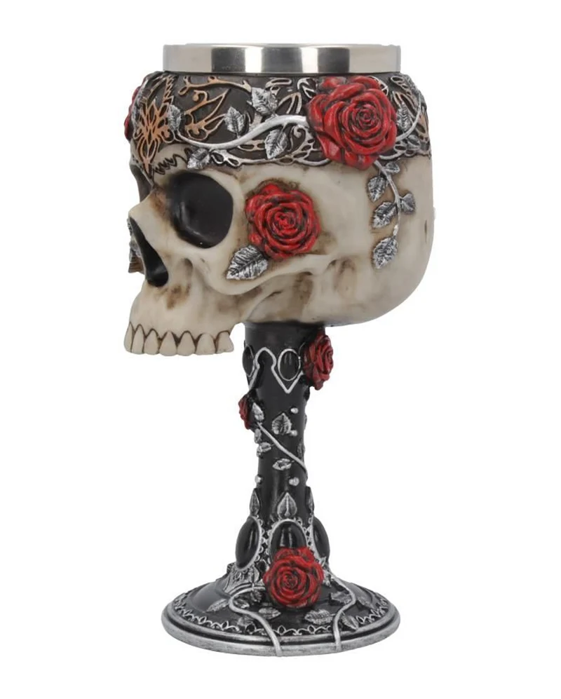 Gothic Totenkopfkelch mit Rosen