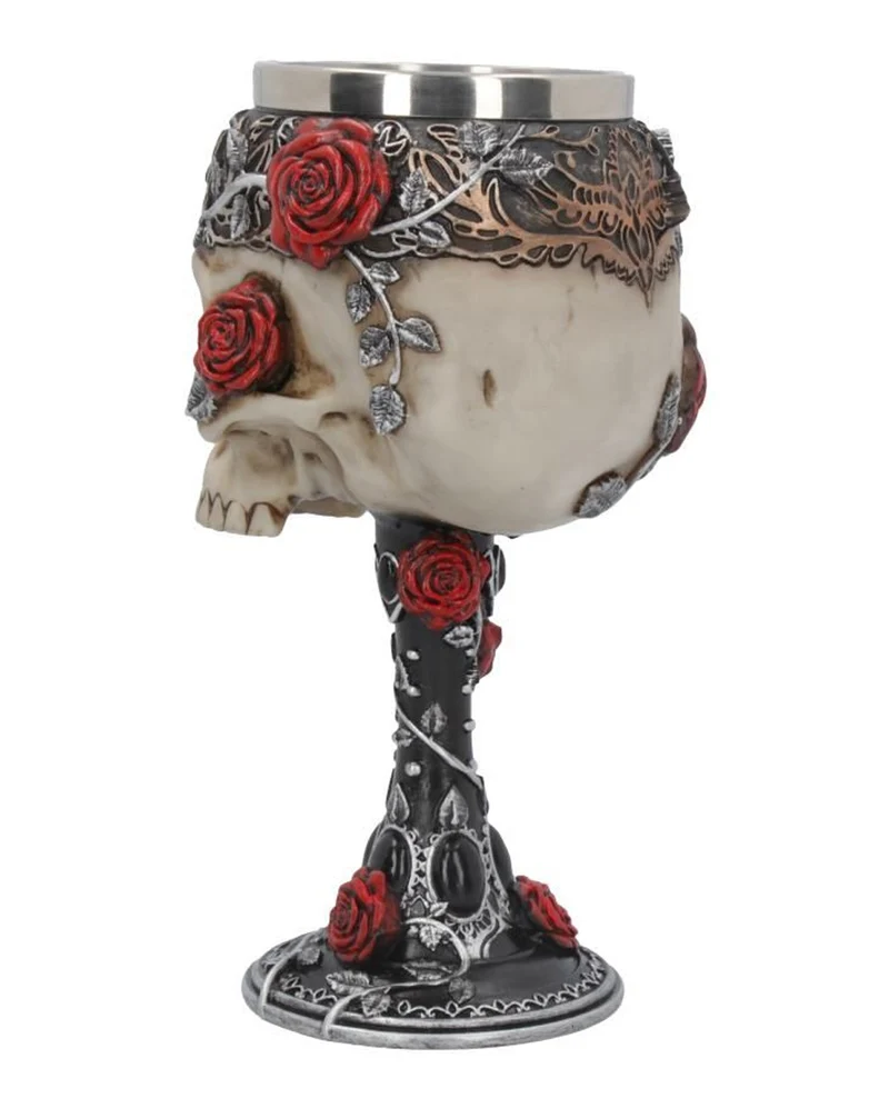 Gothic Totenkopfkelch mit Rosen