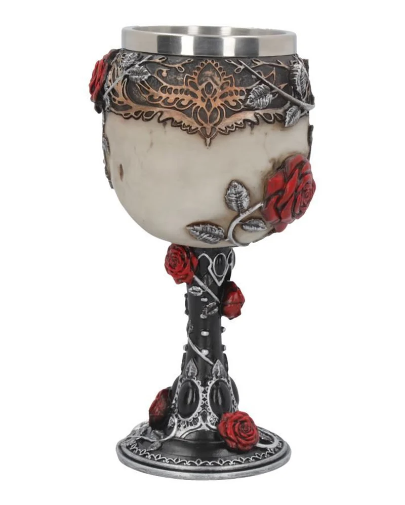 Gothic Totenkopfkelch mit Rosen