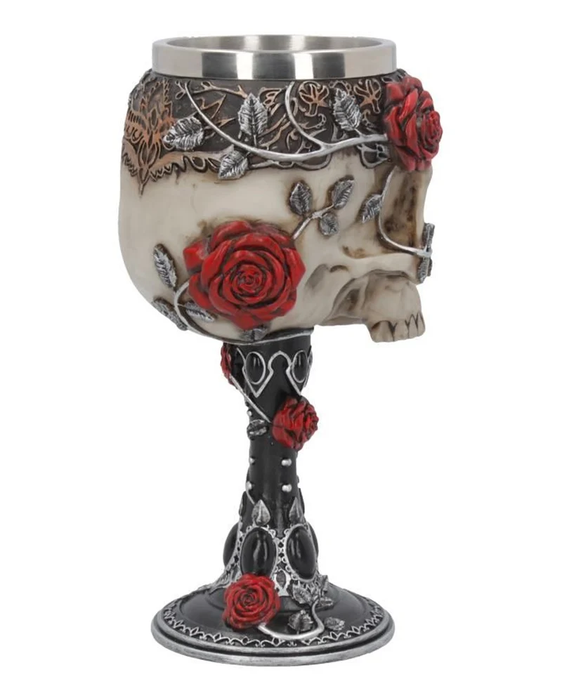 Gothic Totenkopfkelch mit Rosen