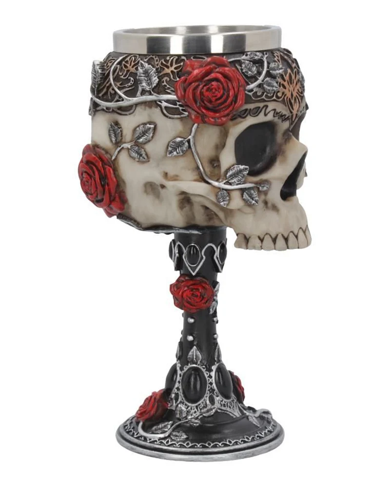 Gothic Totenkopfkelch mit Rosen