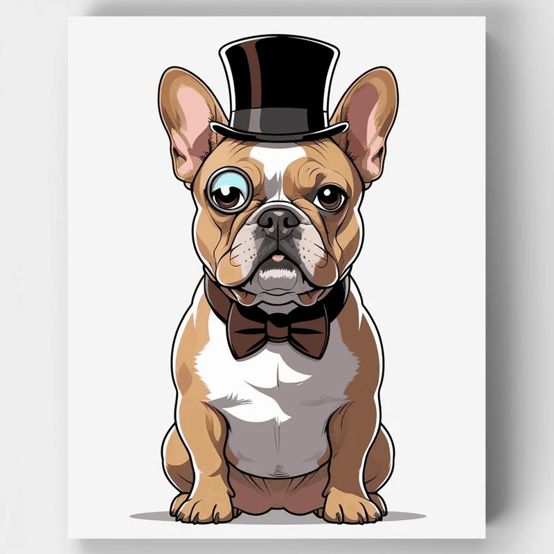Dapper French Bulldog with Top Hat - Paint by Numbers Kit