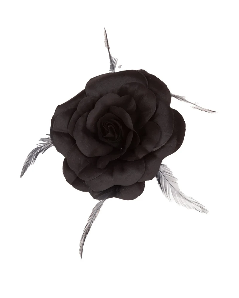 Schwarze Rose mit Haarclip & Haargummi