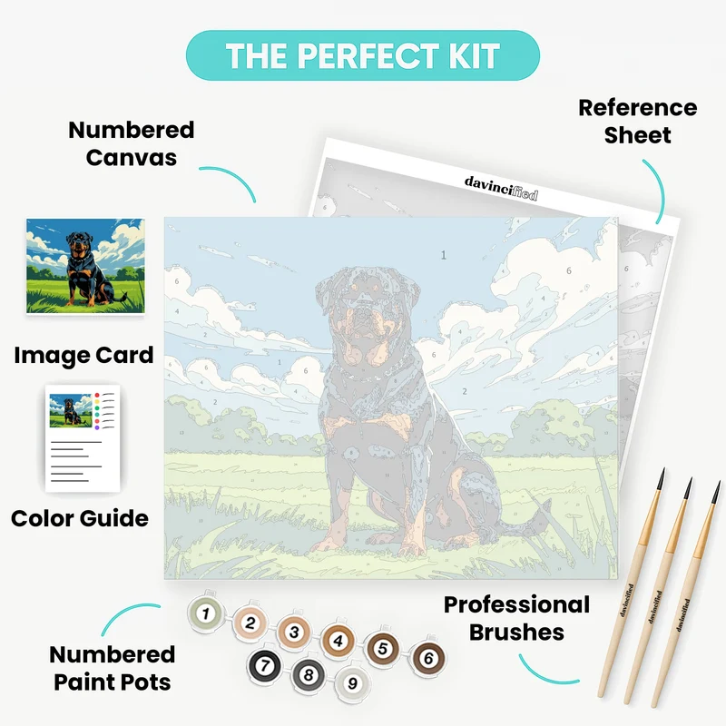 Rottweiler in Grass - Paint by Numbers Kit