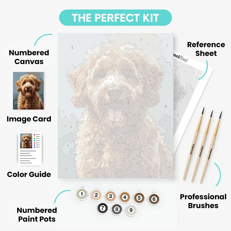 Happy Goldendoodle Portrait - Paint by Numbers Kit