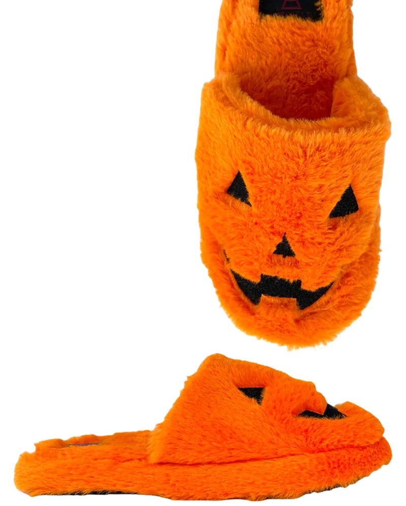 Orange Kreepy Cozy Jack Plüsch Hausschuhe