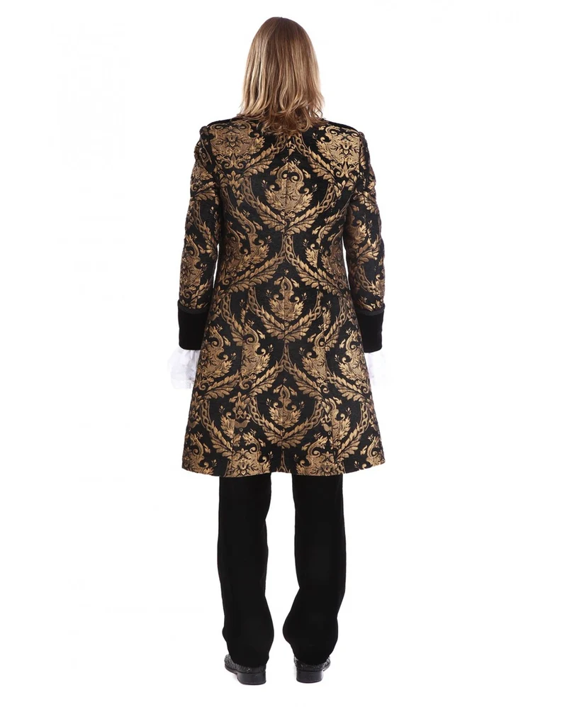 Gothic Aristokrat Herren Mantel Gold Schwarz
