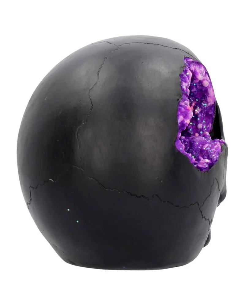Geode Totenkopf mit Violettem Gothic Glitzer