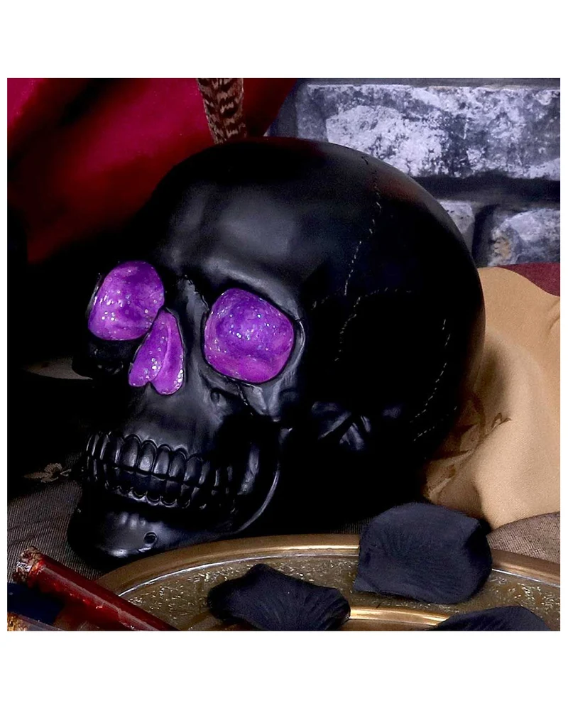 Geode Totenkopf mit Violettem Gothic Glitzer