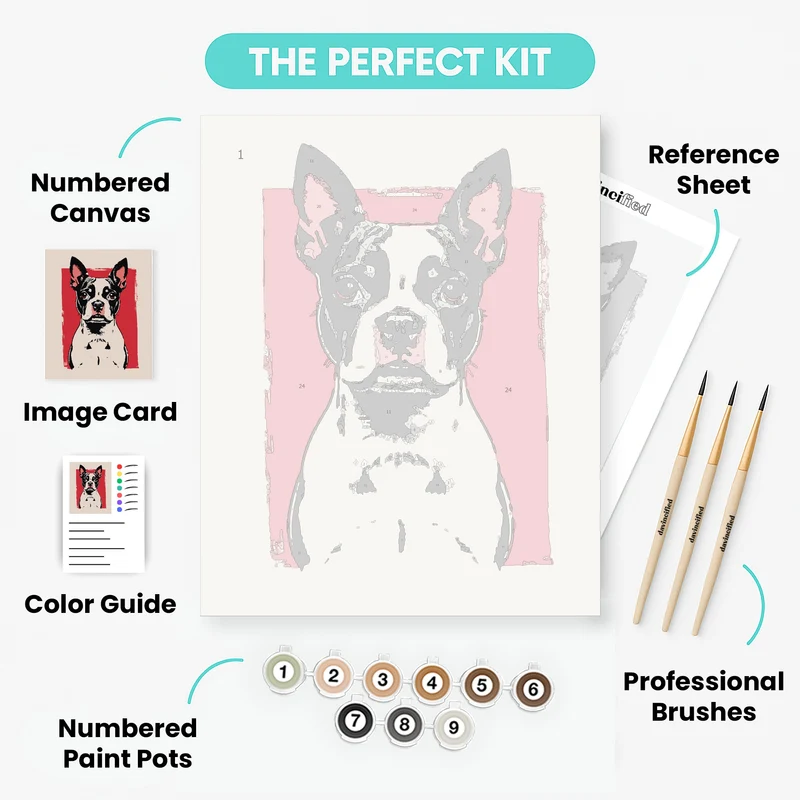 Boston Terrier Pop Art Portrait - Paint by Numbers Kit