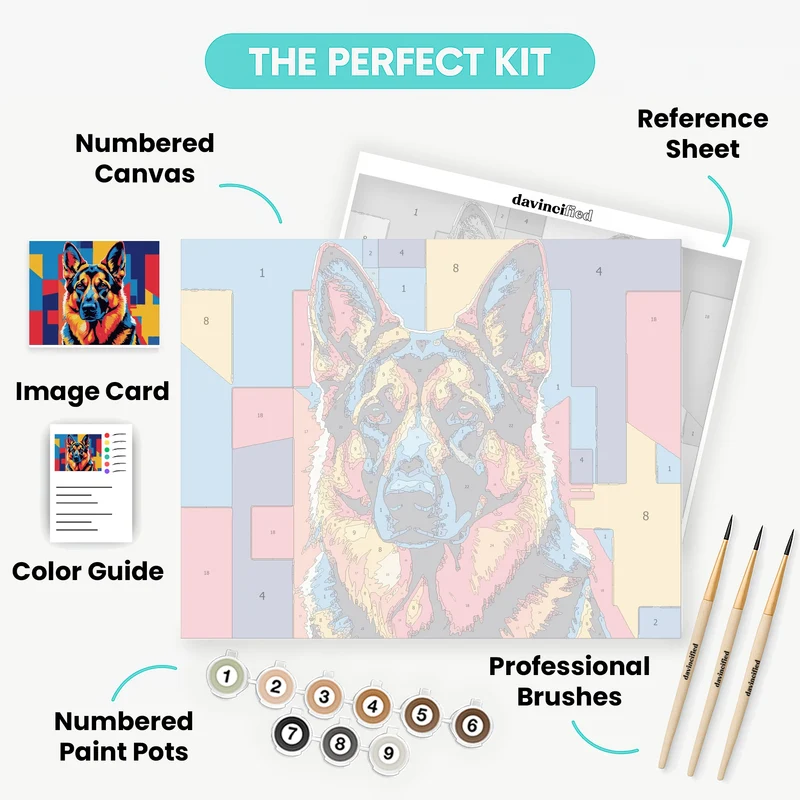 German Shepherd Pop Art - Paint by Numbers Kit