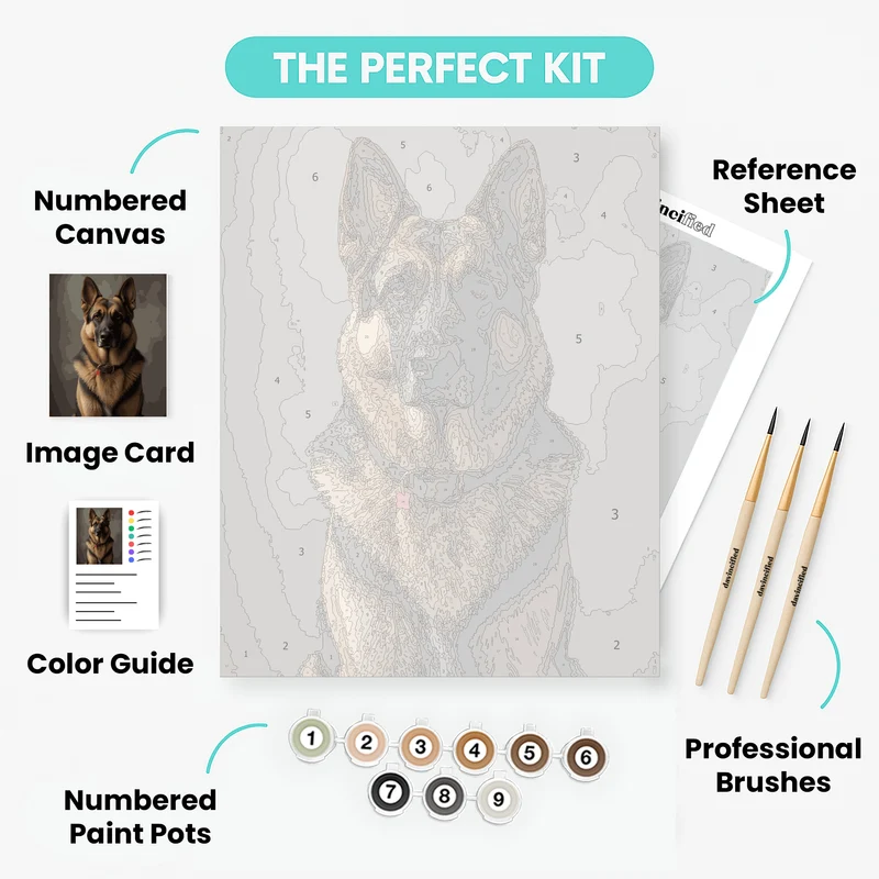 Loyal German Shepherd with Classic Collar - Paint by Numbers Kit
