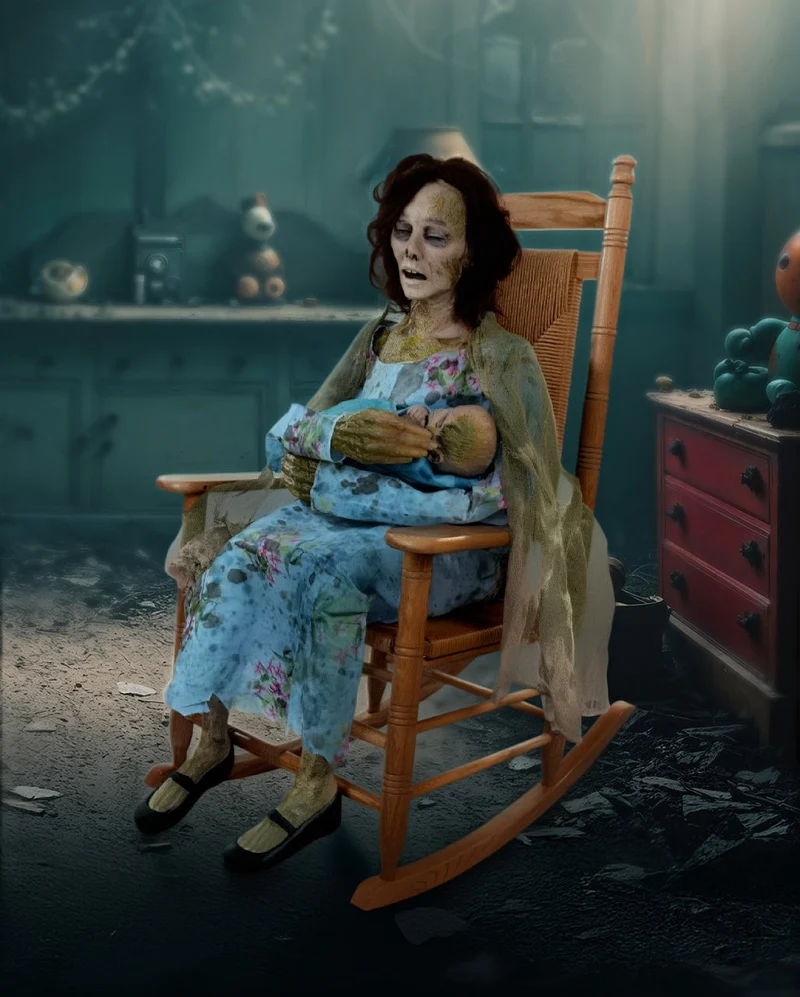 Zombie Mama & Baby Halloween Animatronic