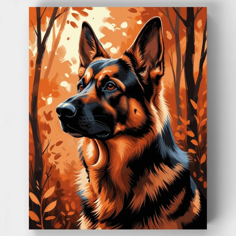 German Shepherd in Autumn Forest - Paint by Numbers Kit