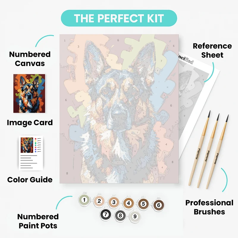 Vibrant German Shepherd Portrait - Paint by Numbers Kit