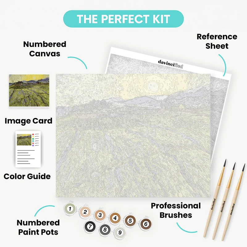 Ploughed Field with Rising Sun - Paint by Numbers Kit