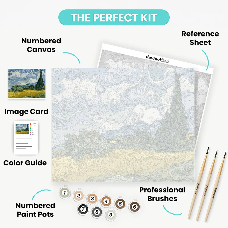 Wheatfield with Cypresses - Paint by Numbers Kit