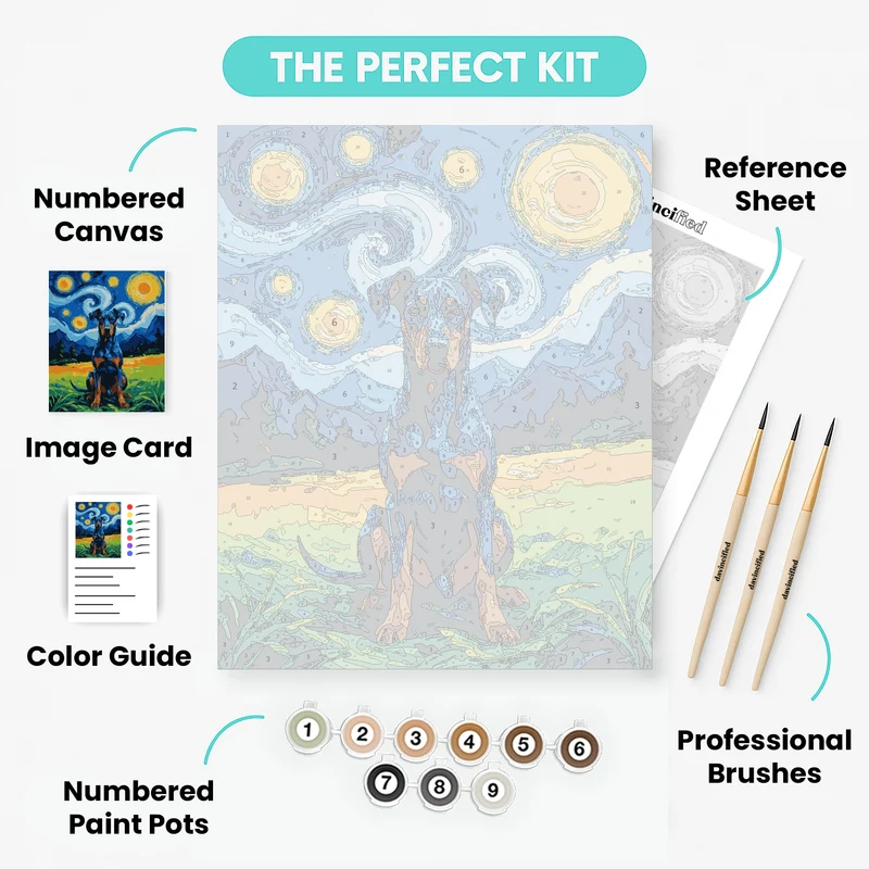 Starry Night Doberman - Paint by Numbers Kit