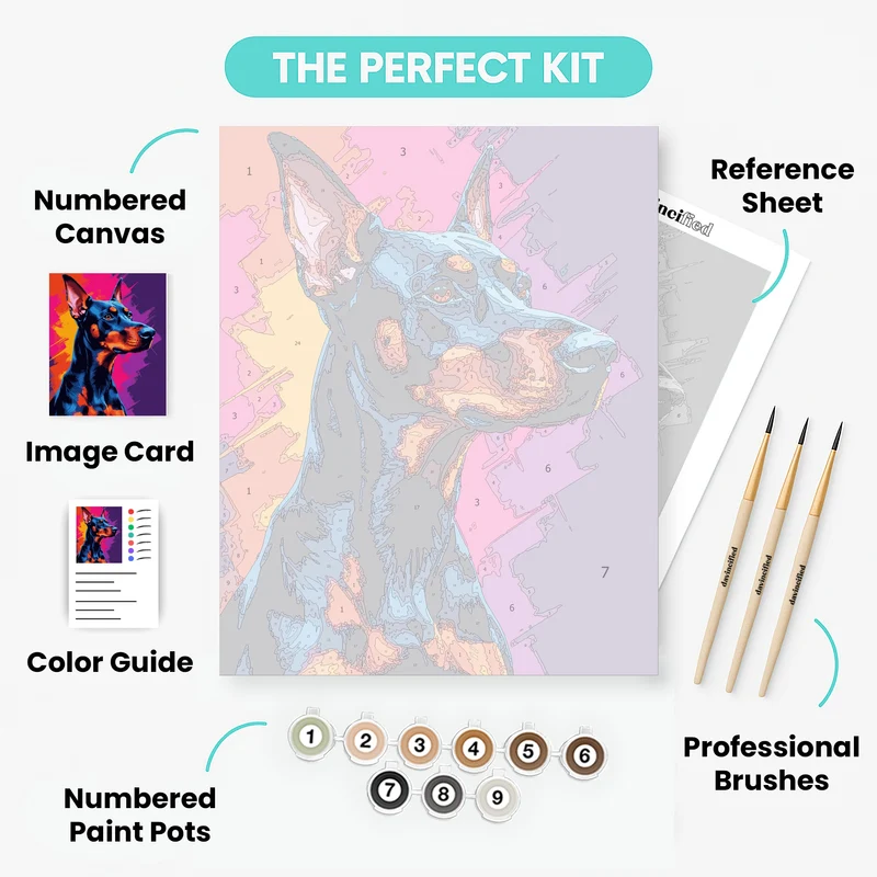 Doberman Pop Art Portrait - Paint by Numbers Kit