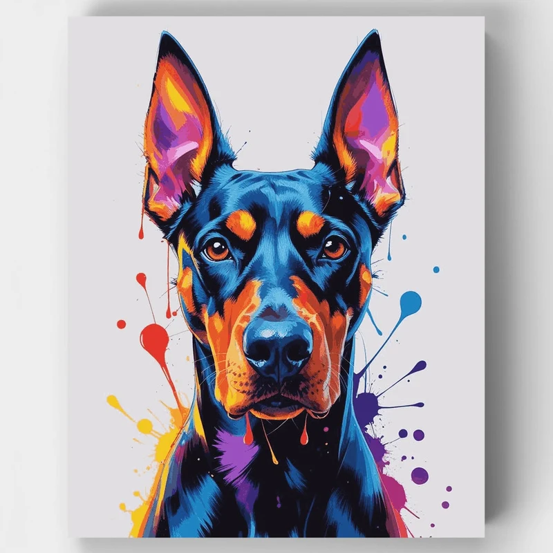 Vibrant Doberman Portrait - Paint by Numbers Kit