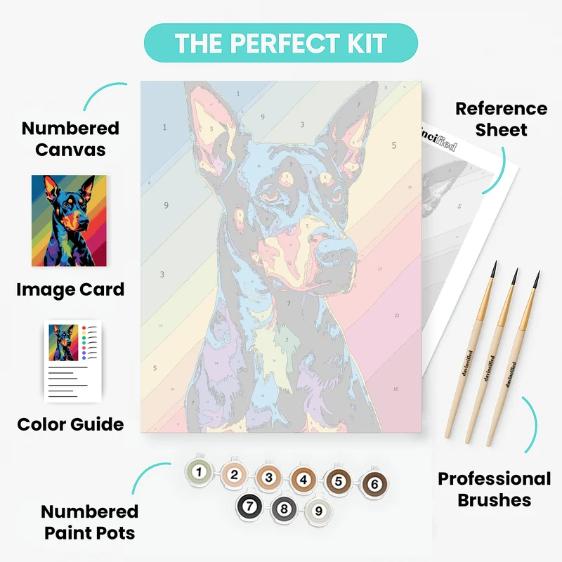 Vibrant Doberman Pop Art - Paint by Numbers Kit