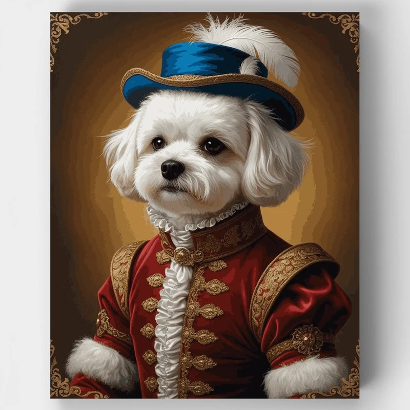 Noble Bichon Frise in Renaissance Attire - Paint by Numbers Kit