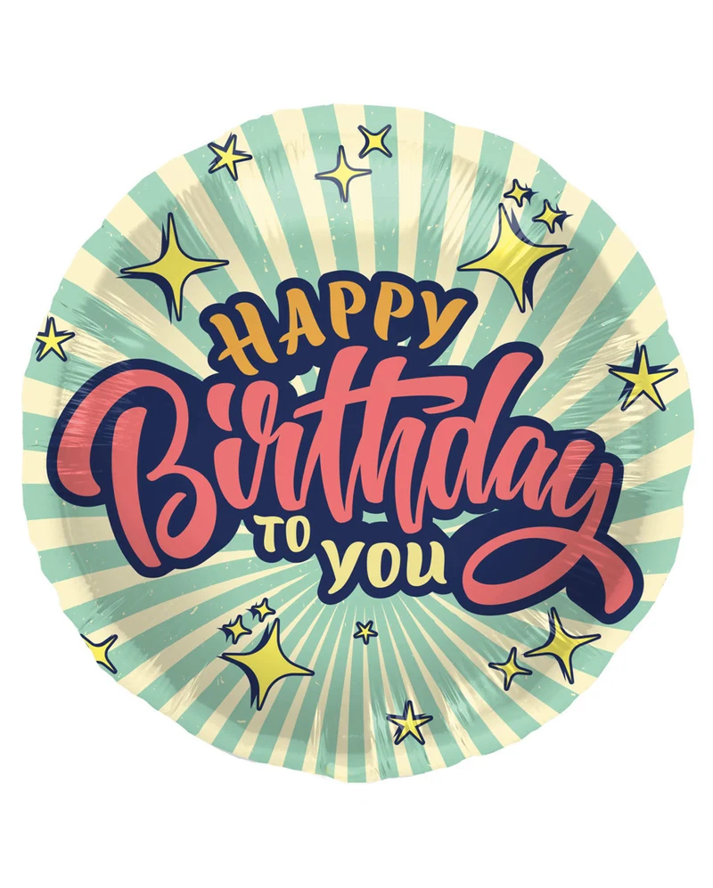 Happy Birthday Folienballon Vintage Stars 45cm