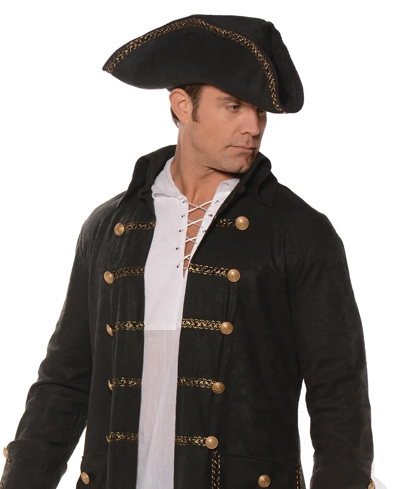 Schwarzer Piraten Mantel mit Hut