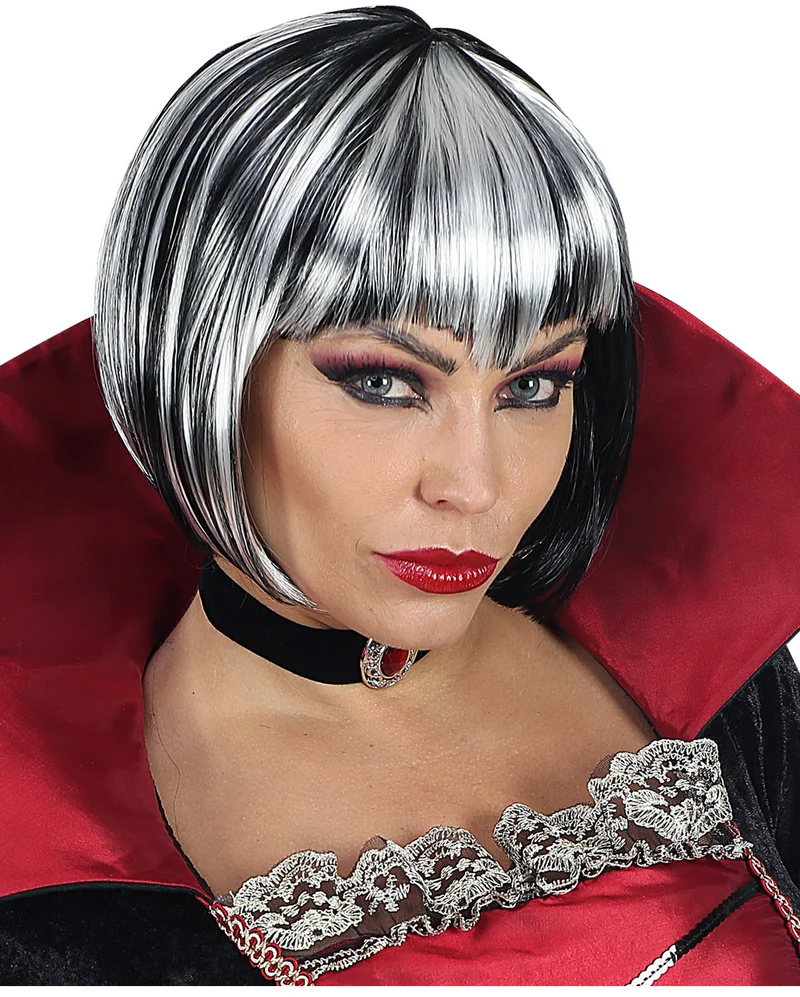 Halloween Bob Perücke Schwarz-Weiß