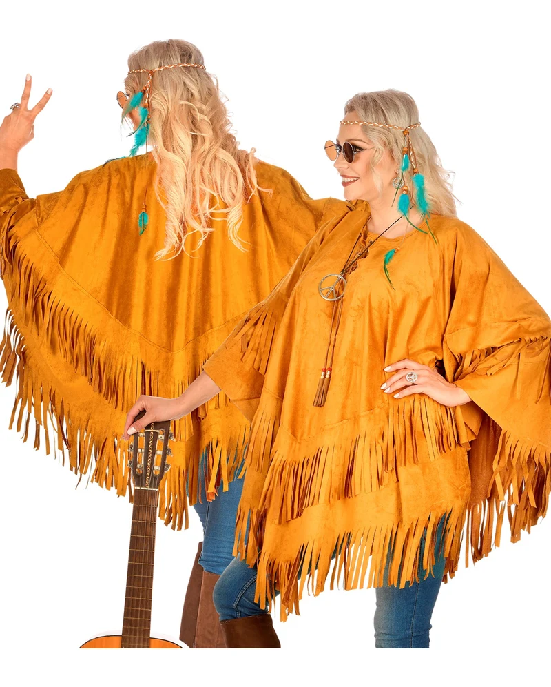 Hippie Poncho mit Fransen