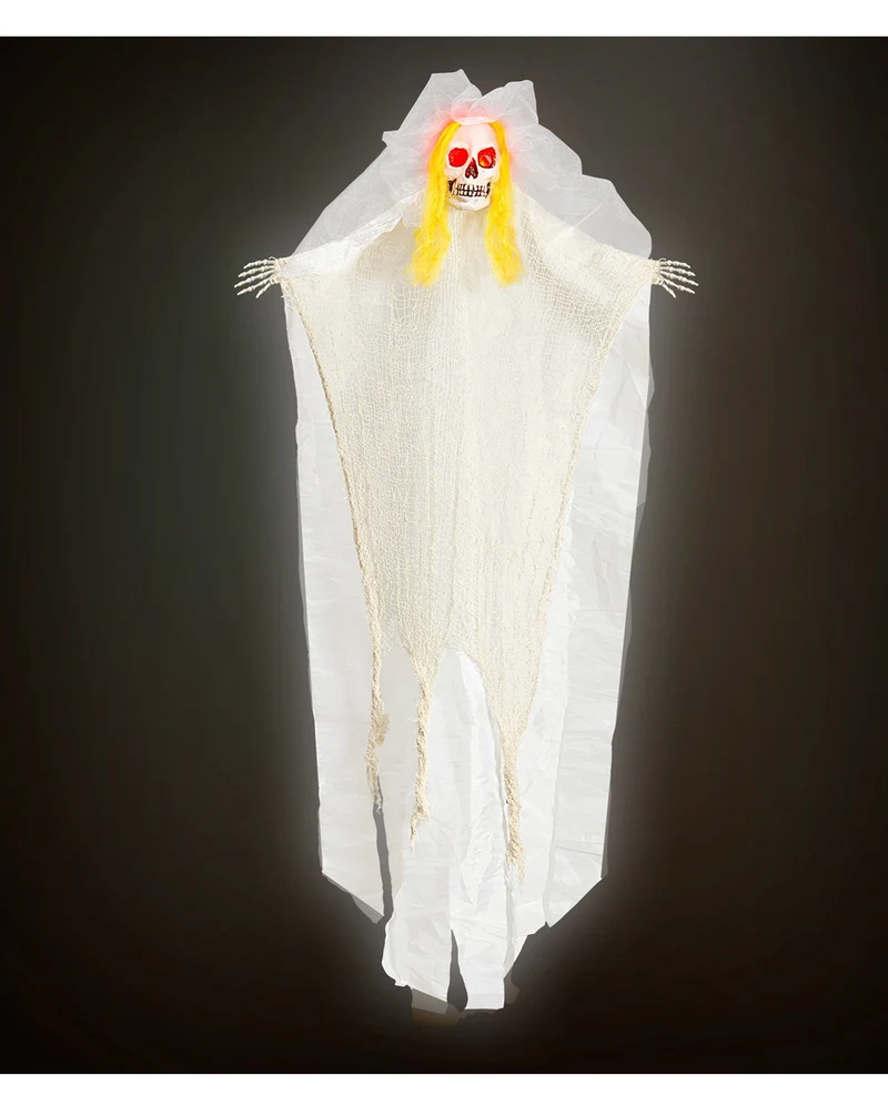 Skelettbraut mit leuchtendem Totenschädel 105cm